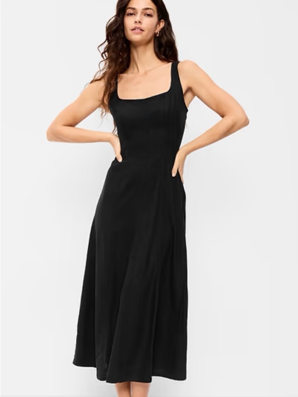 Old Navy Black Square-Neck Midi Dress